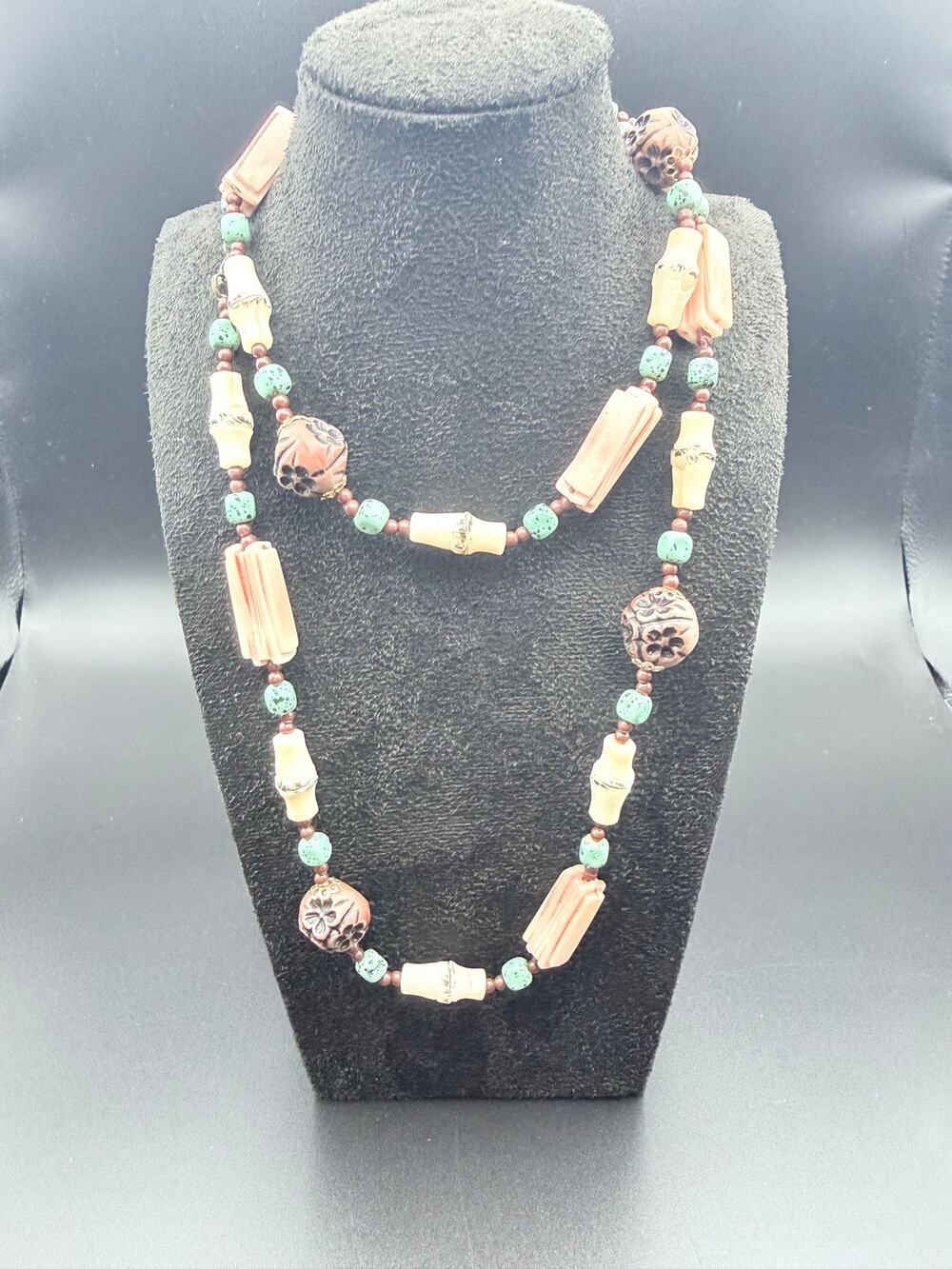Vintage southwestern tribal long beaded necklace